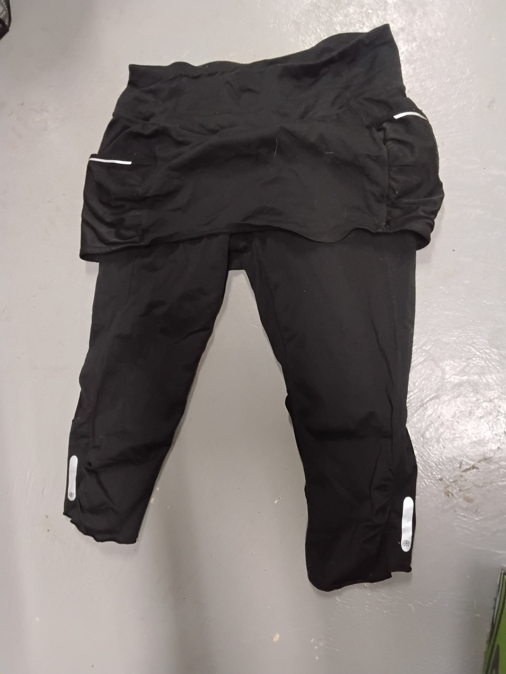 Athleta Black Capris with Skirt Overlay